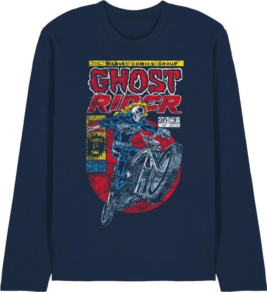 Ghost Rider - T-Shirt für Herren/Damen Uni, Langärmlig TV28609 (XXL) (Marine)