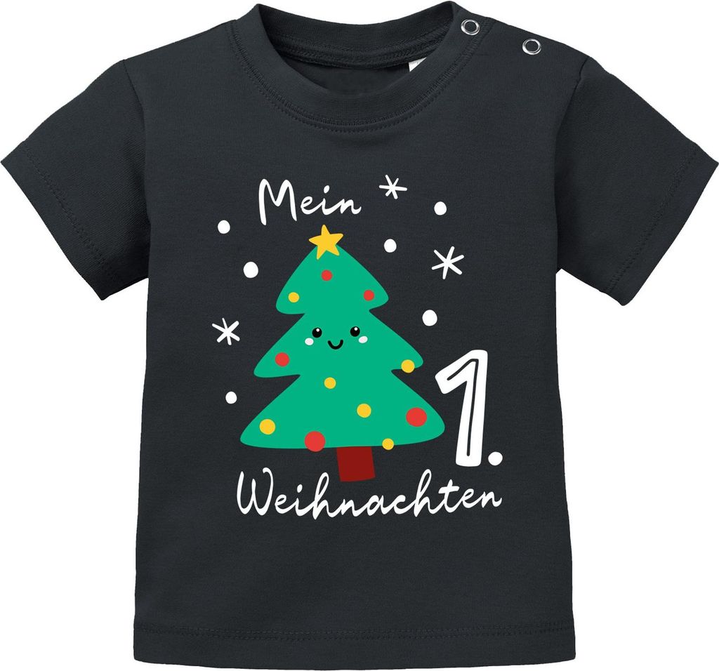 Baby Shirt kurzarm erstes Weihnachten Design Tannenbaum Weihnachtsoutfit Newborn Einjährige Babyshirt Jungen MoonWorks