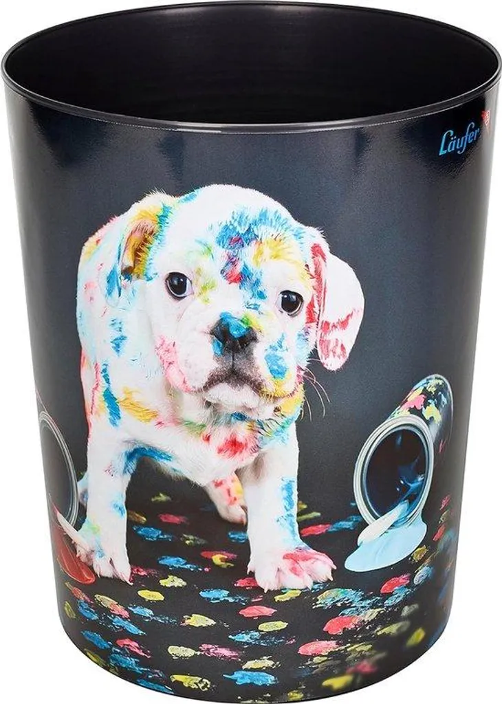 Poubelle ronde 13L à motif chiens colorés pour chambre d'enfant