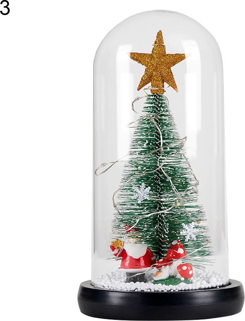 Künstlicher Weihnachtsbaum, niedlich, charmant, aus Kunststoff, bunt, beleuchtet, Glaskuppel, Weihnachtsbaum, Winter, Bastelstil 3