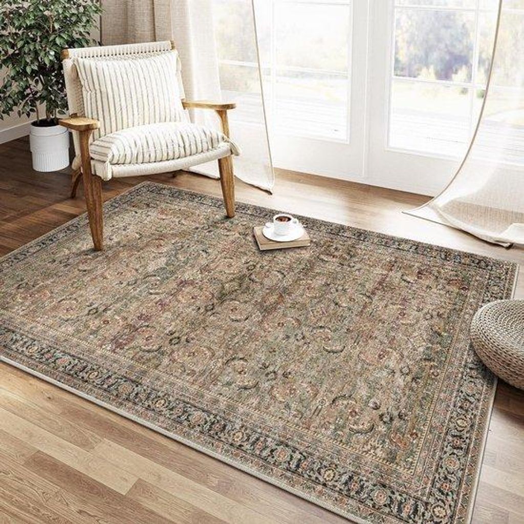 Retro Wasbaar Tapijt 150x80cm Zwart Antislip Kortpolig