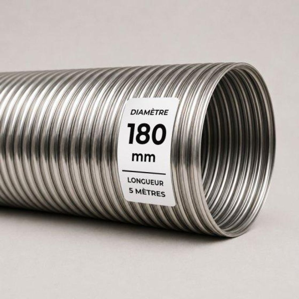 Tubage flexible inox double peau ø180 mm - 5 mètres Image du produit 