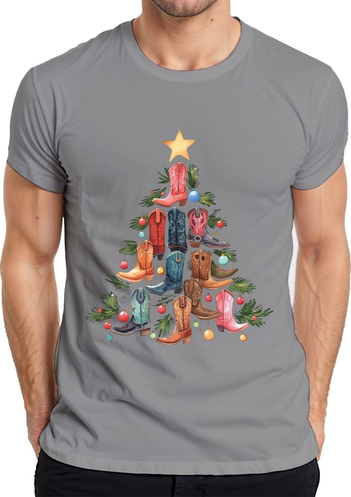 Stiefel Weihnachtsbaum - Weihnachten Weihnachtsgeschenk Christmas Herren T-Shirt, Grau, 3XL