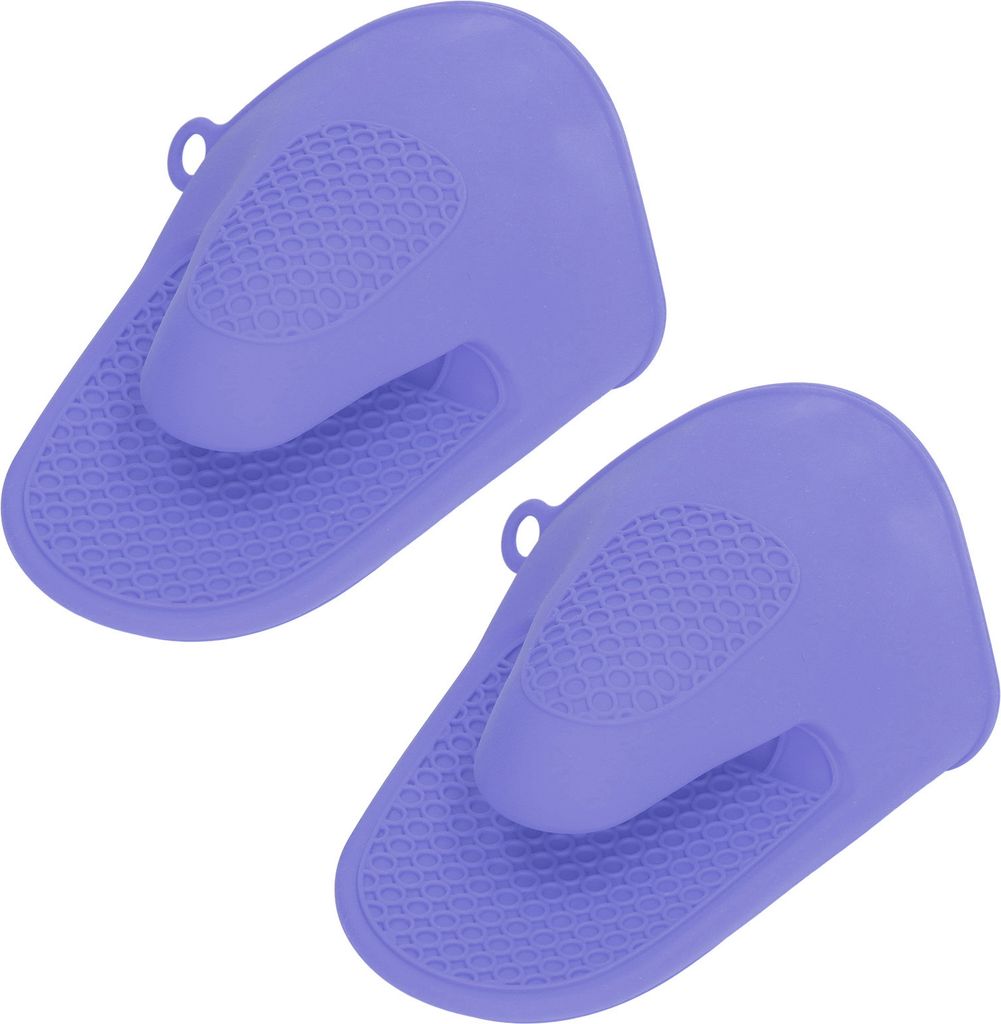 2pcs Oven Mitts Mini Silicone Thickened Anti Scalding Cooking Pinch Mitts for Kitchen Purple