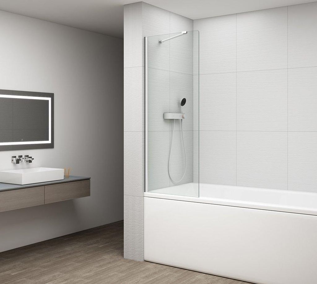 Polysan FISA Wannenabtrennung 700x1500mm, Chrom, Klarglas Produktbild 