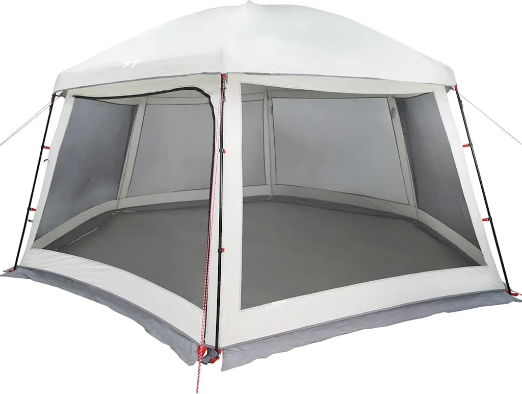 Tente de piscine grise 512x458cm avec toit réglable et parois anti-insectes