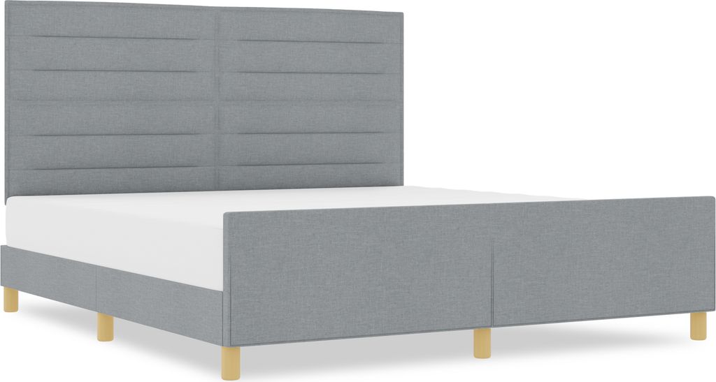 2025 Moderne Bettrahmen, Bettgestell Hellgrau 180x200 cm Stoff - Klassische Betten Hommie68921