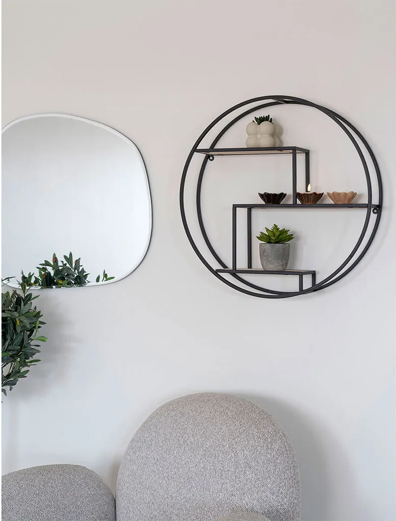 Étagère Ross 3 Tablettes en Bois et Métal Noir - Style Industriel Chic