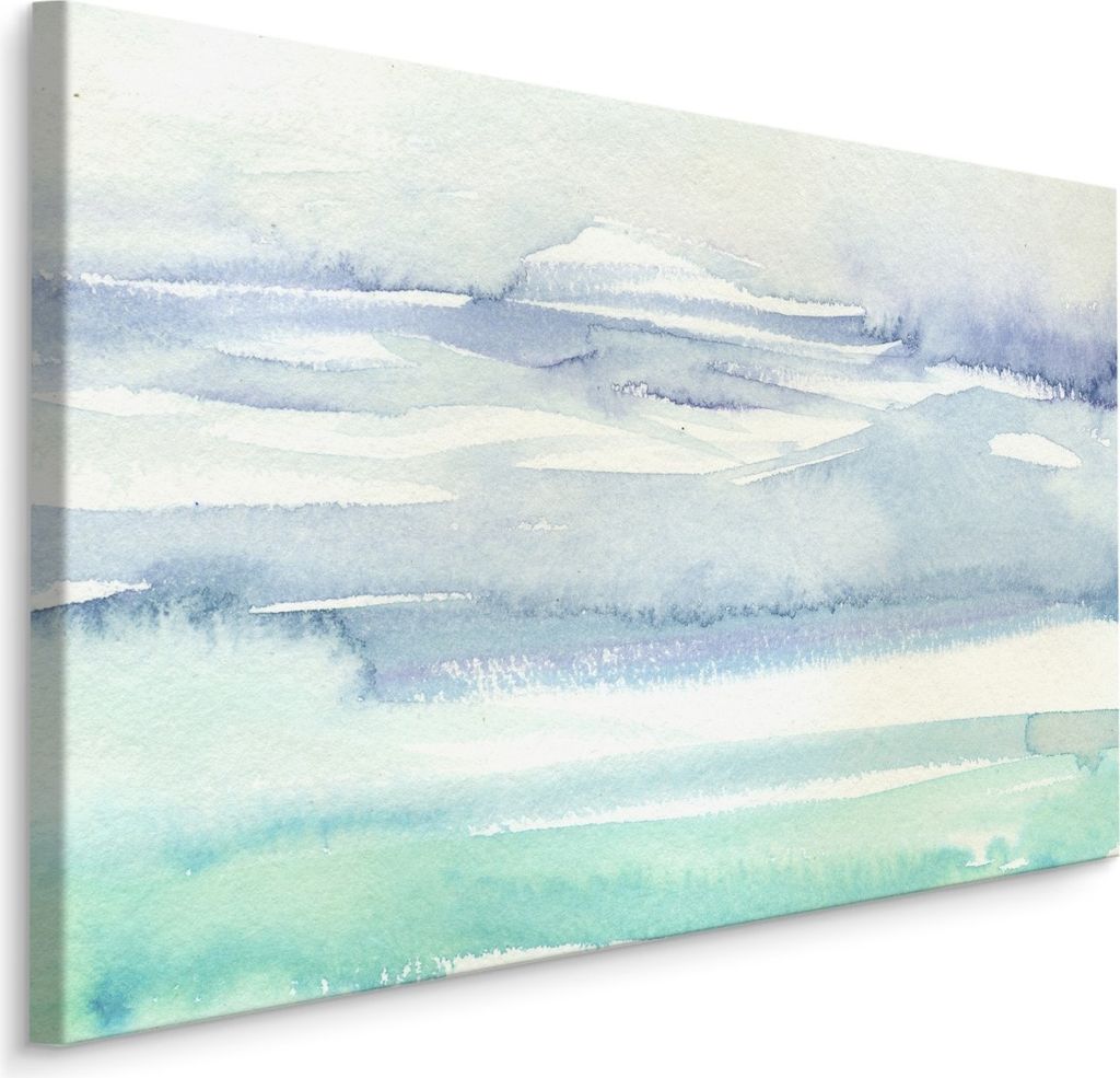 Fabelhafte Canvas LEINWAND BILDER 40x30 cm XXL Kunstdruck Meer Wellen Aquarell Gemalt