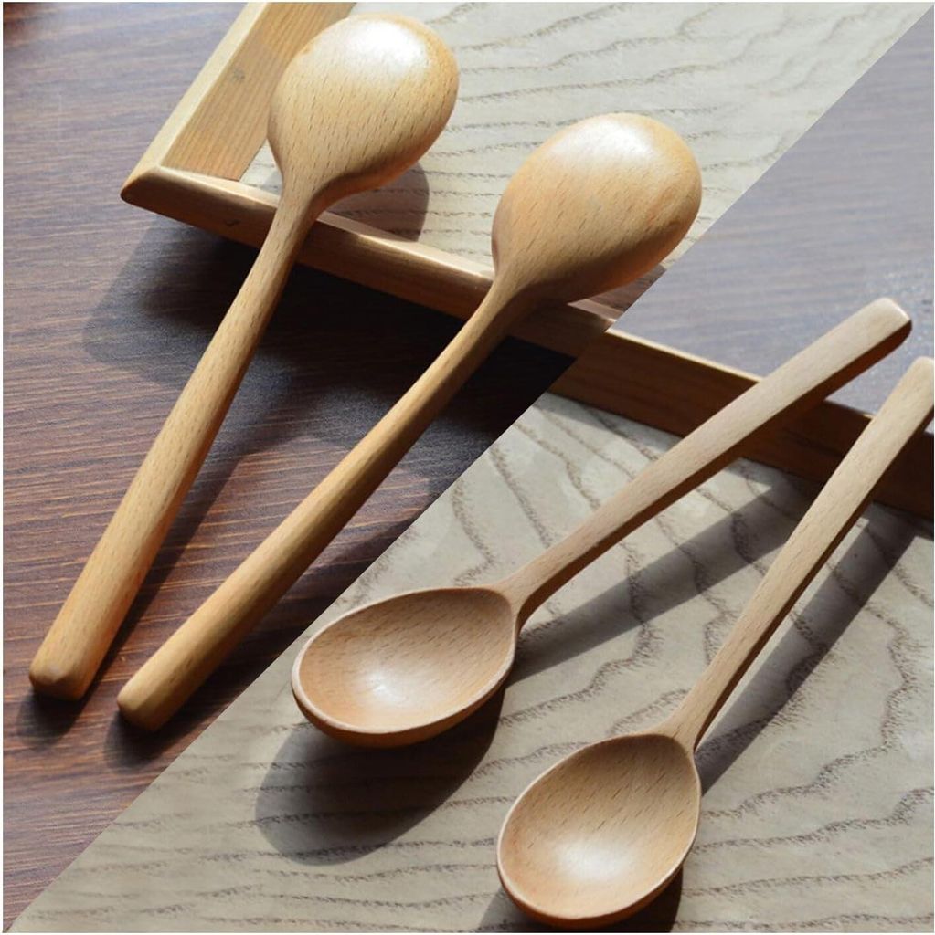 Set von 4 Holzlöffeln - 18 cm - Japanischer Stil - Küchenutensilien zum Mischen und Rühren von Speisen
