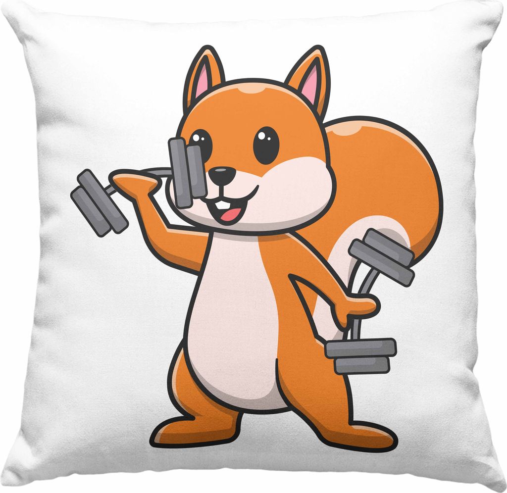 Trendation - Eichhörnchen Deko-Kissen mit Füllung 40x40 Geschenk Grafik für Eichhörnchen Liebhaber Geschenkidee Lustige Deko-Kissen mit Füllun...