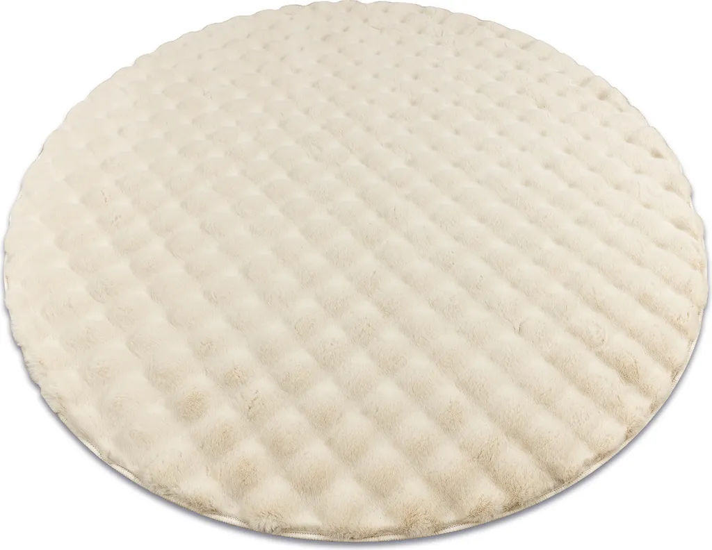 Tapis Rond 120 cm BUBBLE Ivoire : Style 3D sans les Contraintes du Cuir