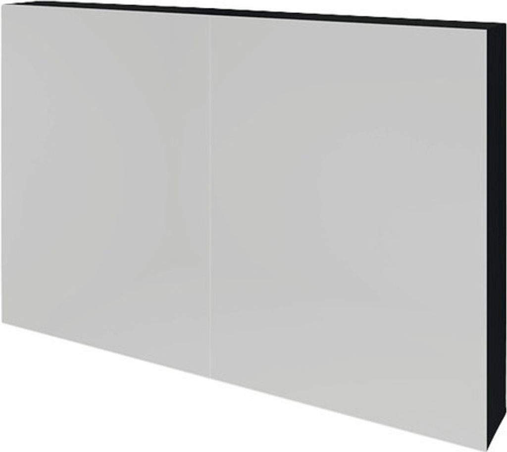 Spiegelschrank Sanox 100 x 12 x 65 cm schwarz matt 2-türig doppelt verspiegelt