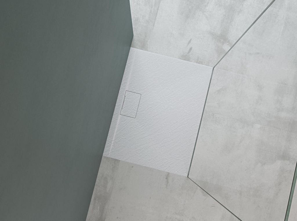 Mai & Mai Duschtasse Duschwanne aus Mineralguss BxTxH: 80x90x3 cm Mineralgusswanne in Weiß DIN-Anschlüsse Geoma07