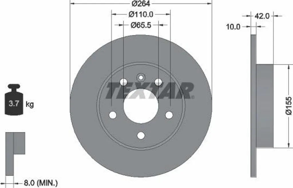 Disque de frein avant TEXTAR 92092103 - OE 569109 pour Astra Zafira