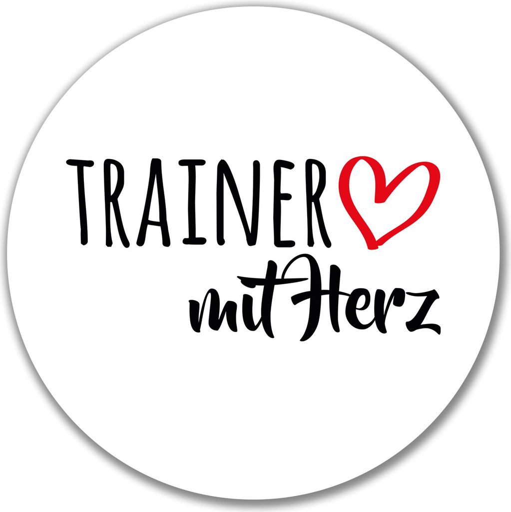 Huuraa Aufkleber Trainer mit Herz 10cm rund Sticker Geschenkidee