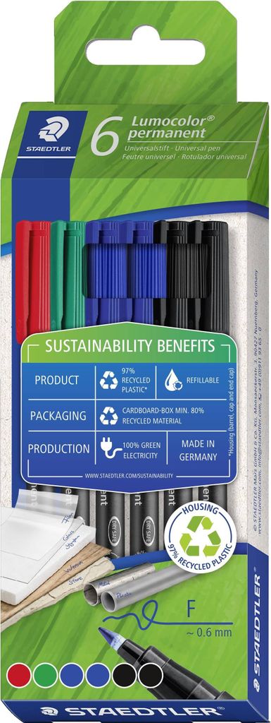 STAEDTLER Universalstift Lumocolor permanent F 6er-Set retail