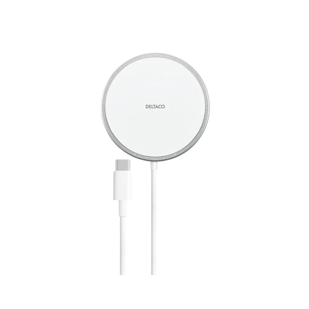 Chargeur sans fil rapide pour iPhone, socle magnétique 15W blanc