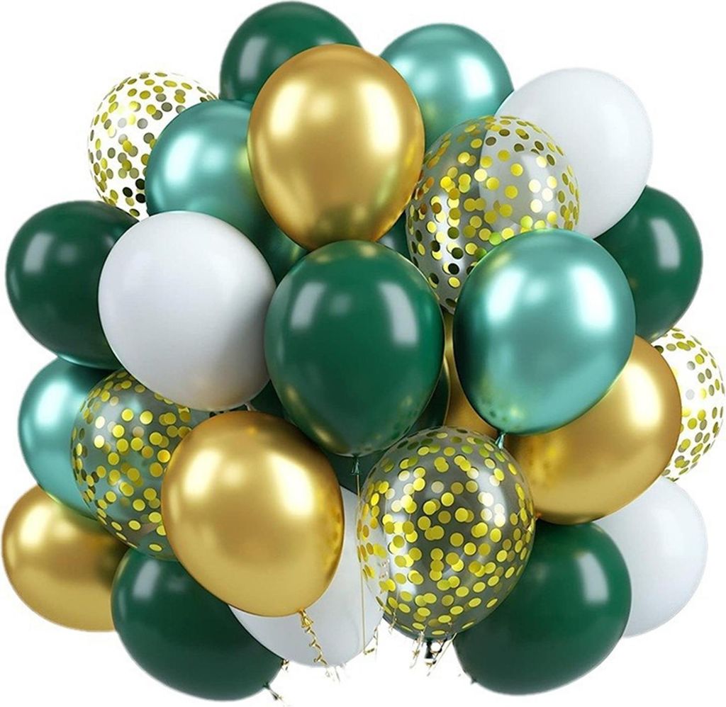 60 Stück Partyballons 12 Zoll Metallic Latex Konfetti Ballons mit Band für Geburtstagsparty Babyparty Hochzeitsdekoration