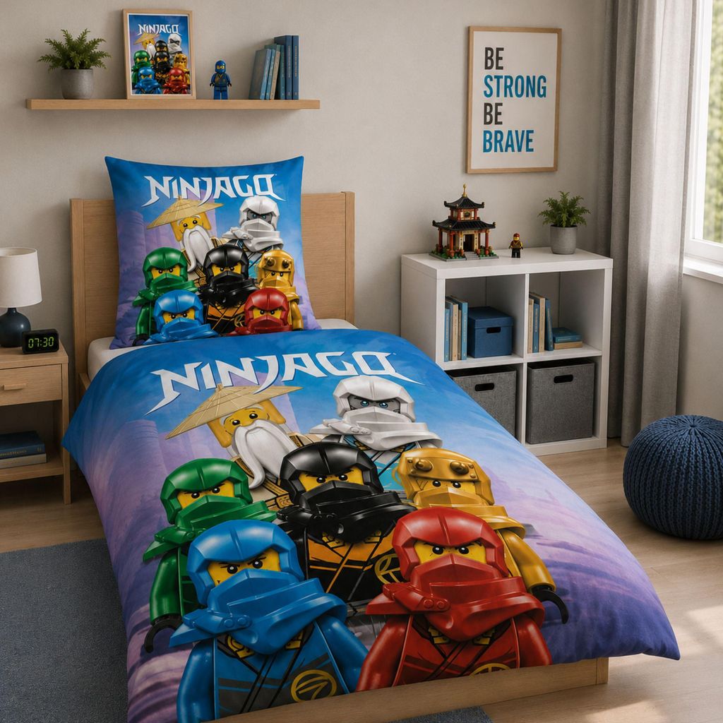 Lego Ninjago Bettwäsche 2-teilig 135x200 80x80 cm aus 100% Produktbild 