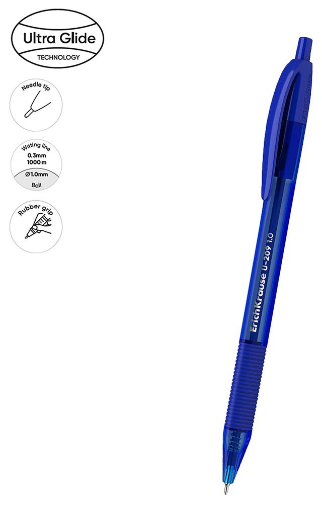 Druckkugelschreiber U-209 0,3mm mit Gummigriff 1 Stück Blau Produktbild 