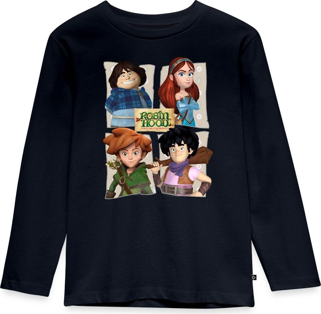 Spreadshirt Robin Hood Tuck Marian Robin Little John Kinder Premium Langarmshirt, 98/104 (2 Jahre), Navy