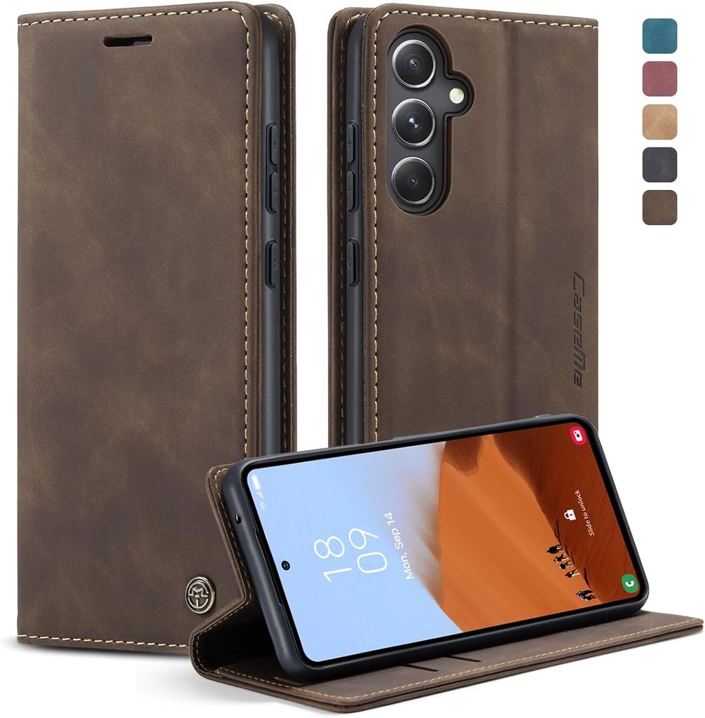 Hülle Samsung Galaxy S25 Handyhülle Klapphülle Tasche Etui Flip Case Dunkelbraun