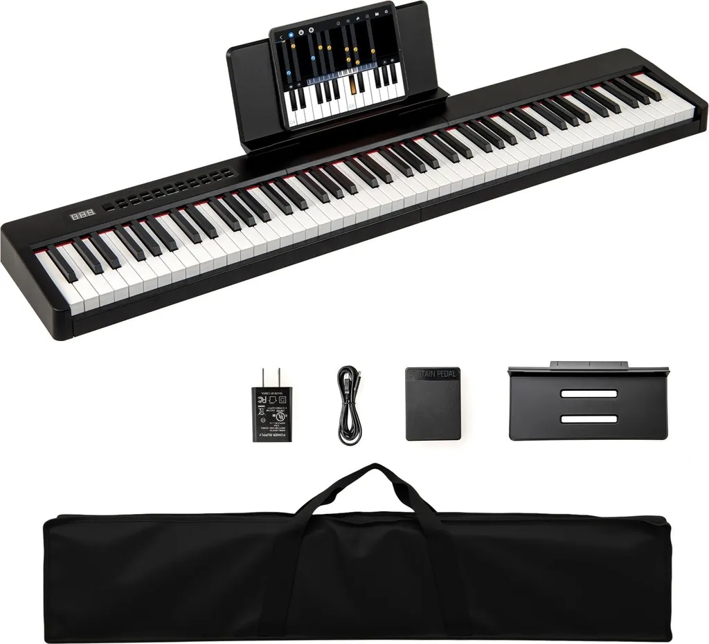 Piano numérique 88 touches lestées noir avec interface USB et MIDI