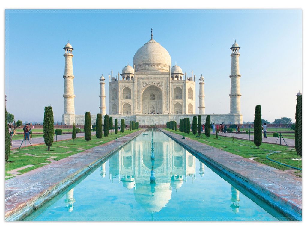 Wallario Premium Teppich, Größe 50 x 70 cm, Taj Mahal - Mausoleum in Indien