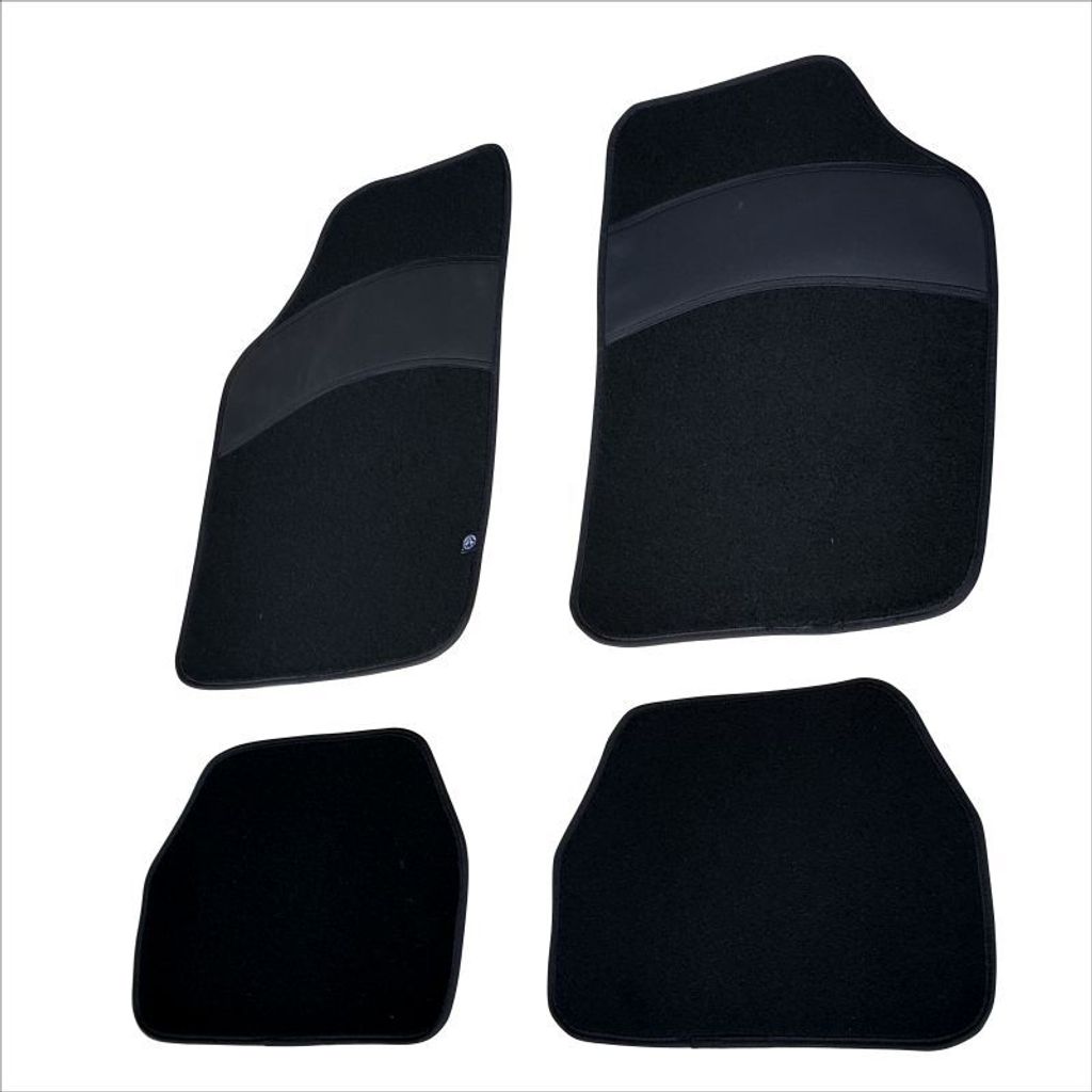 FUM16 - Fußmatten Set Fussmatte Autoteppich Schwarz Textil, Schwarz