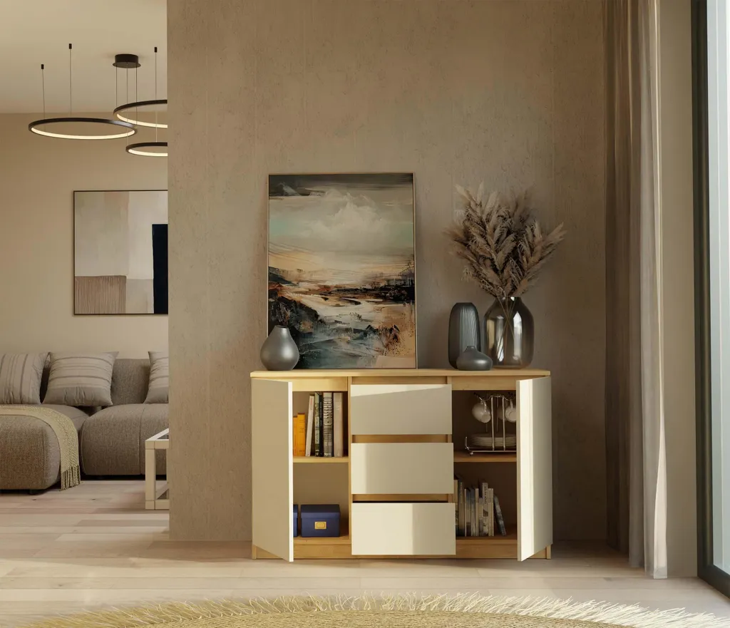Commode ELBE : solution de rangement large en chêne pour maison ordonnée