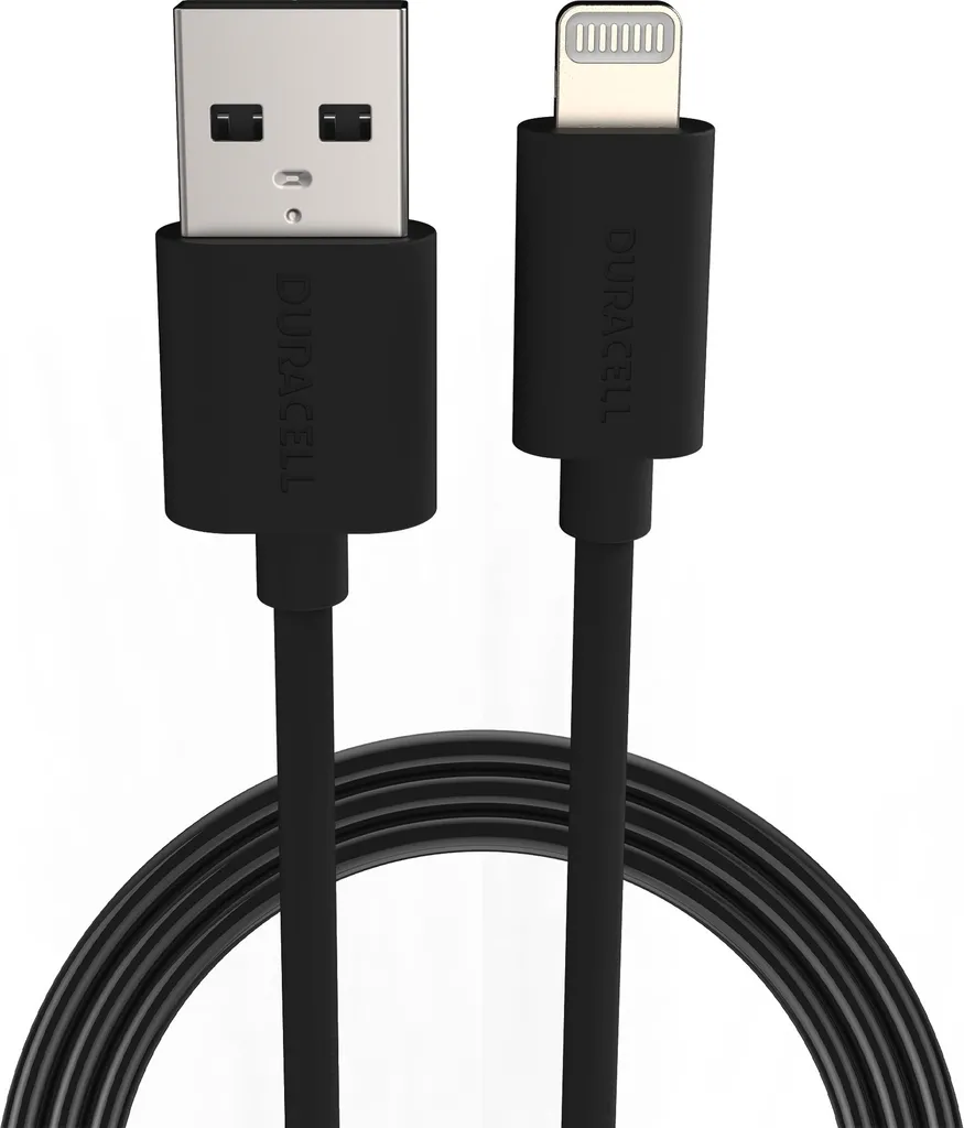 Câble iPhone 2m Duracell Noir pour Charger votre Téléphone sur le Canapé