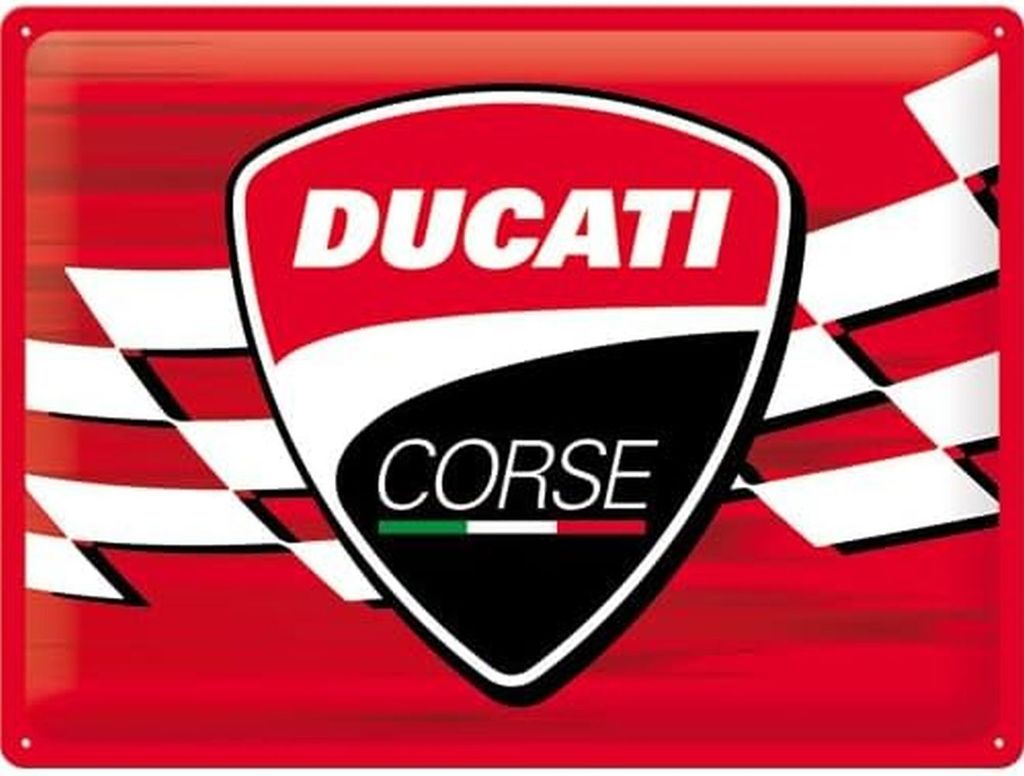 Nostalgic-Art - Blechschild 30 x 40 cm - Ducati Corse - Logo Racing Flag