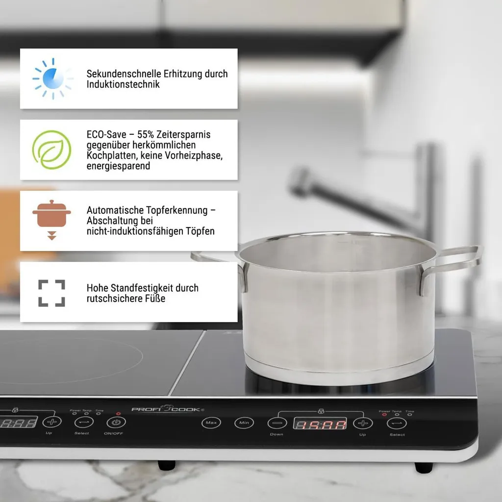 ProfiCook PC-DKI 1067 Plaque Induction Noire Mobile - Puissance 2000W