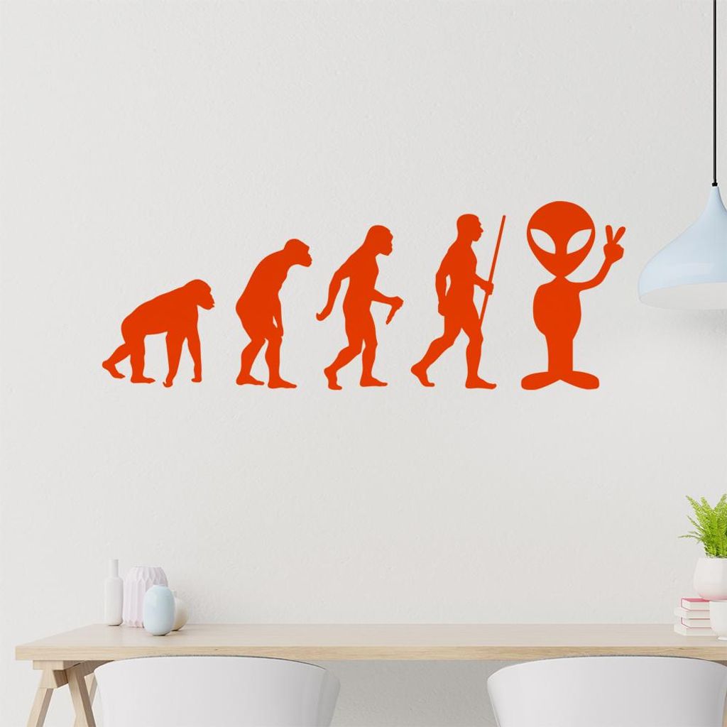 Alien Peace UFO Evolution Wandtattoo Wandaufkleber Wall Sticker - Dekoration, Küche, Wohnzimmer, Schlafzimmer, Badezimmer
