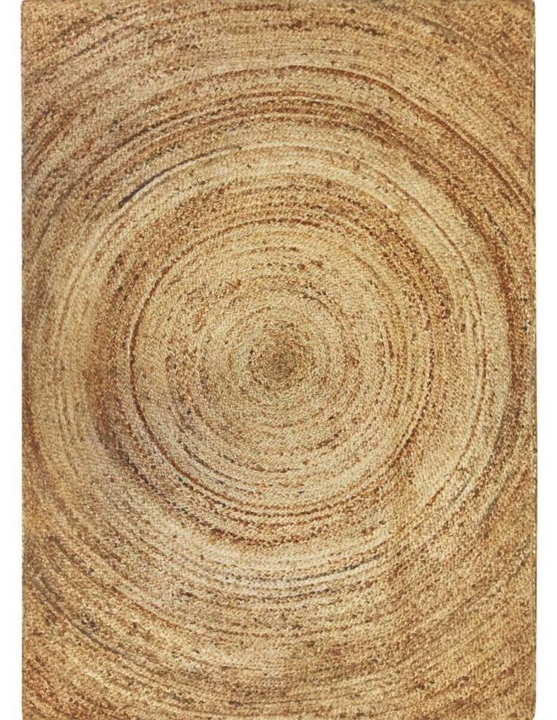 Teppich Jute handgewebt rundes Muster Natur 160x230 Produktbild 