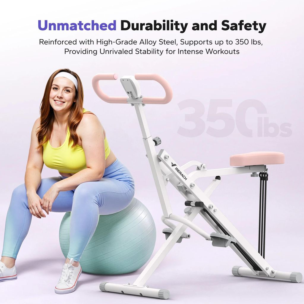 2-in-1 Kniebeuge- & Rudergerät R07 - Po- & Beintrainer - Klappbar - LCD-Display - Belastbar bis 158 kg - Stahlrahmen - 110×49×124,5 cm - Elfenbein