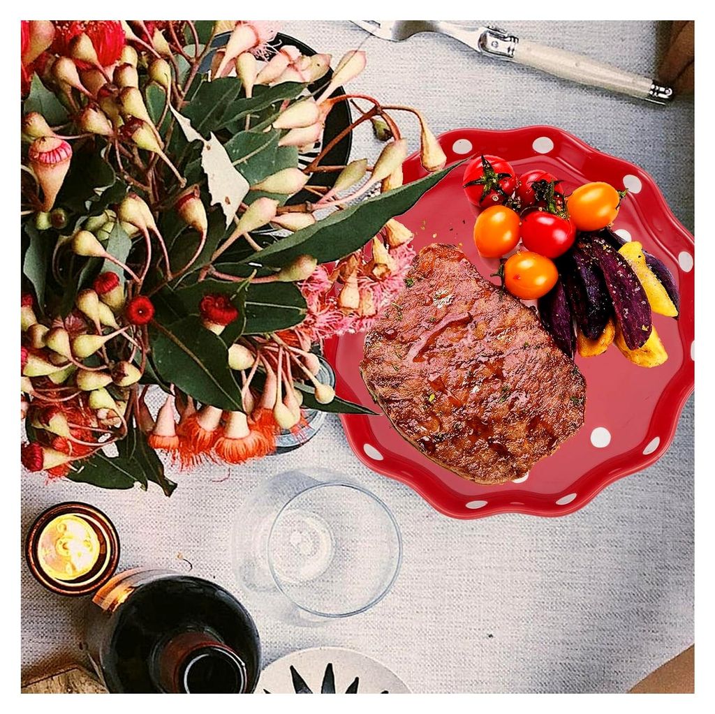 Frühstücksteller aus Keramik mit roten Punkten, verschleißfester Salatteller, spülmaschinenfest für Haushalt und Hotel, zufällige Farbe
