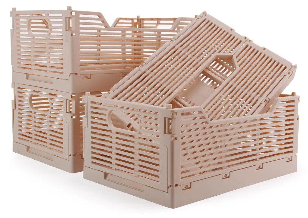 Rangement bureau et cuisine : lot de 4 bacs pliables gain de place compact