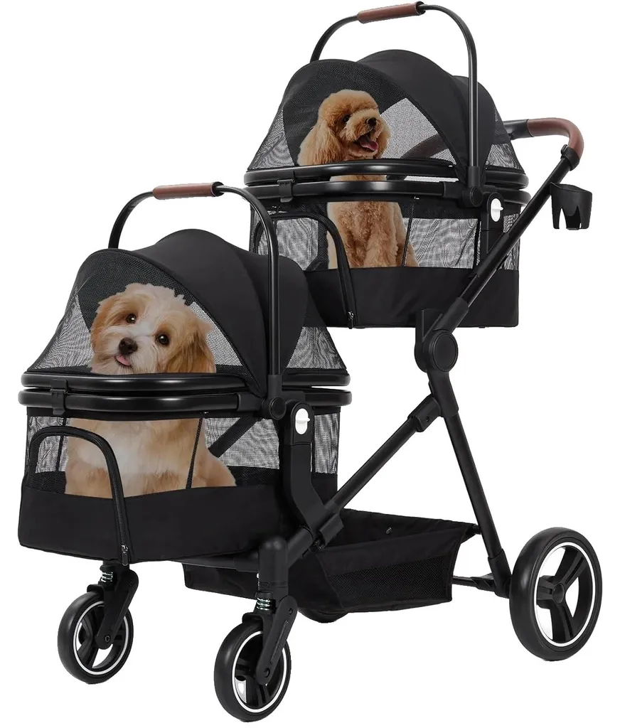 Poussette pour chien design pliable et compact coloris noir - Série City