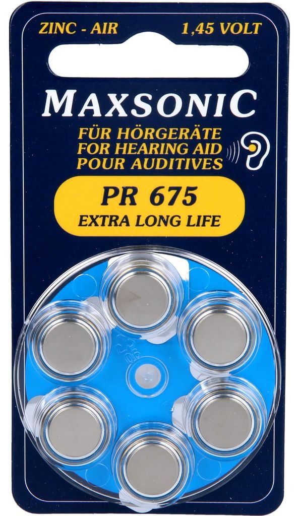 Batterien f.Hörgeräte Maxsonic Pr675 6 St