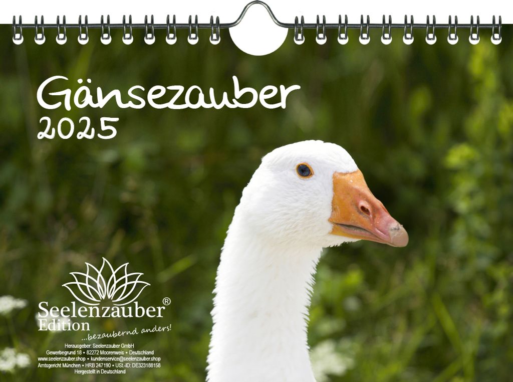 Gänsezauber DIN A5 Wandkalender für 2025 Gänse - Seelenzauber