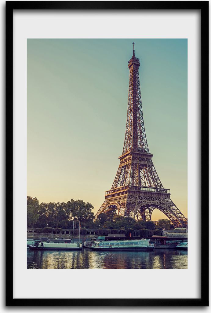 Bild - Bilderrahmen - 40 cm x 60 cm - MDF - Rahmen - Wandkunst - Eiffelturm Paris