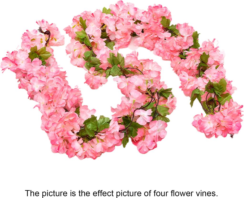 1 Stripe künstliche Blume Rattan Realistische DIY Buntes dekorative lebhafte falsche Kirschblüte Rebe Haushaltsdarsteller-Hell-Pink