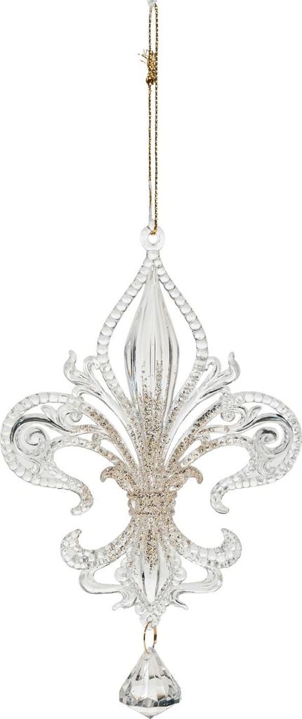 INNA-Glas Heraldische Lilie AZARIEL, Hänger, Glitzer, transparent-Gold, 15cm - Acryl Anhänger
