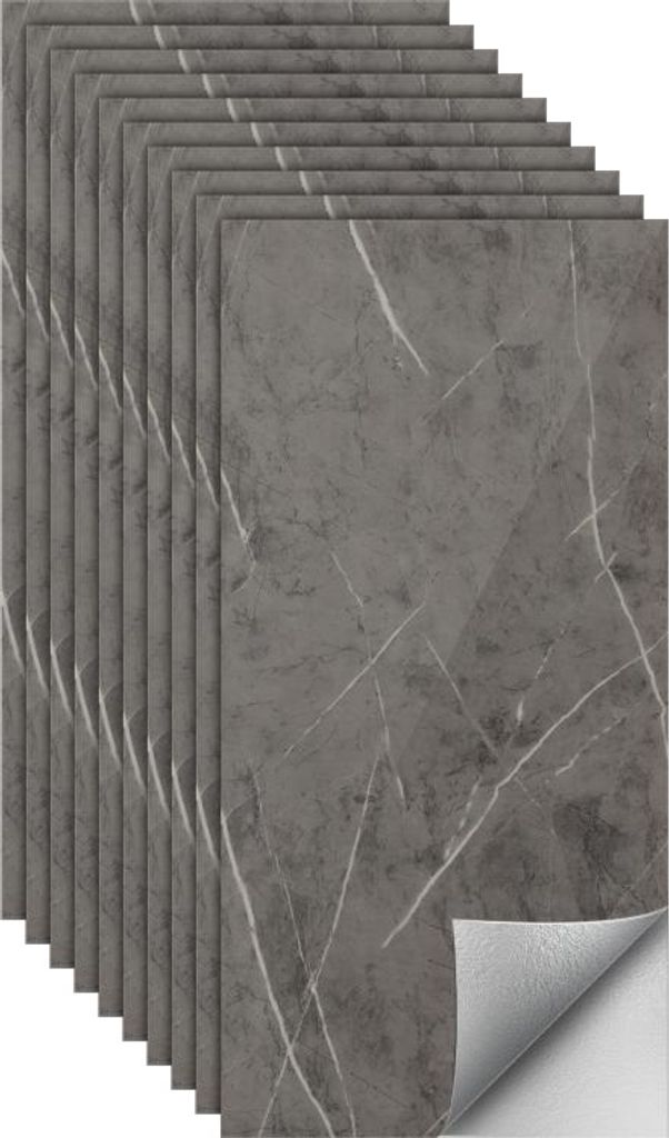 Jayseuw 10x Fliesenaufkleber grau Marmor, 60 x 30 cm, Produktbild 