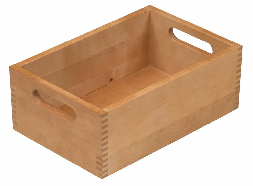 Rangement empilable en hêtre pour fruits légumes et objets maison