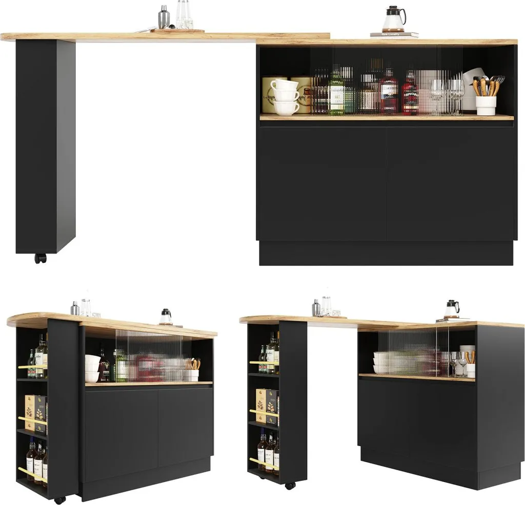 Table de cuisine rotative bicolore pour petit espace et studio - 9