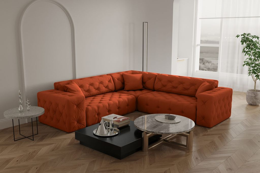 Kaiser Möbel Ecksofa Corner Eckcouch CLOUD stilvol viele farben Orange