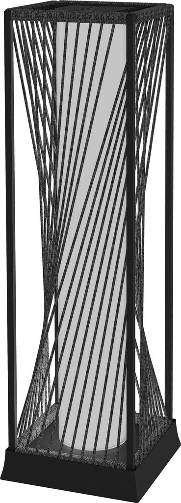 Solar Stehlampe Rattan mit Lichtsensor 25 LED Solarlampen im Boho-Stil IP44 Spritzwassergeschützt Schwarz+Grau